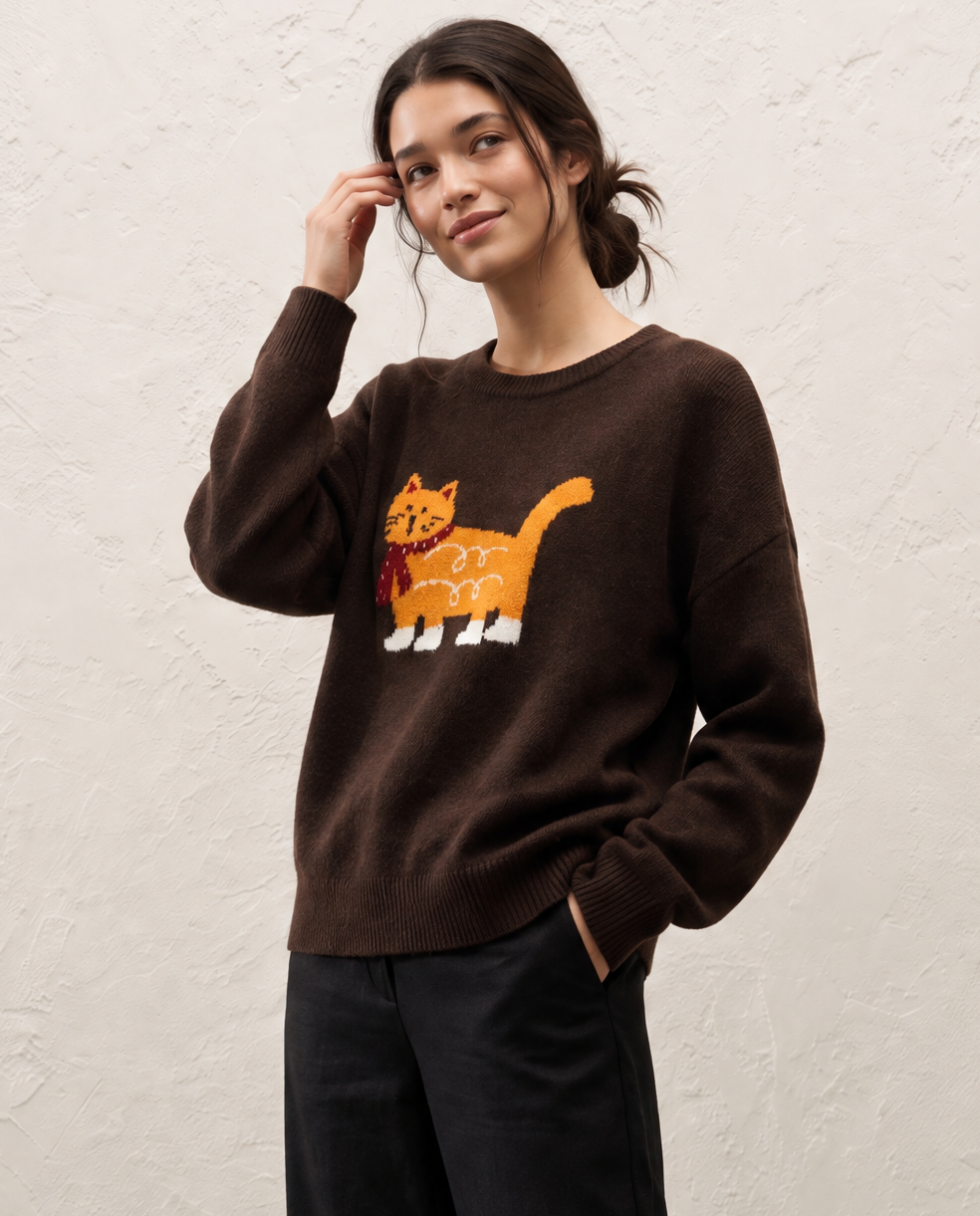 Cartoon Cat Design Sweater
