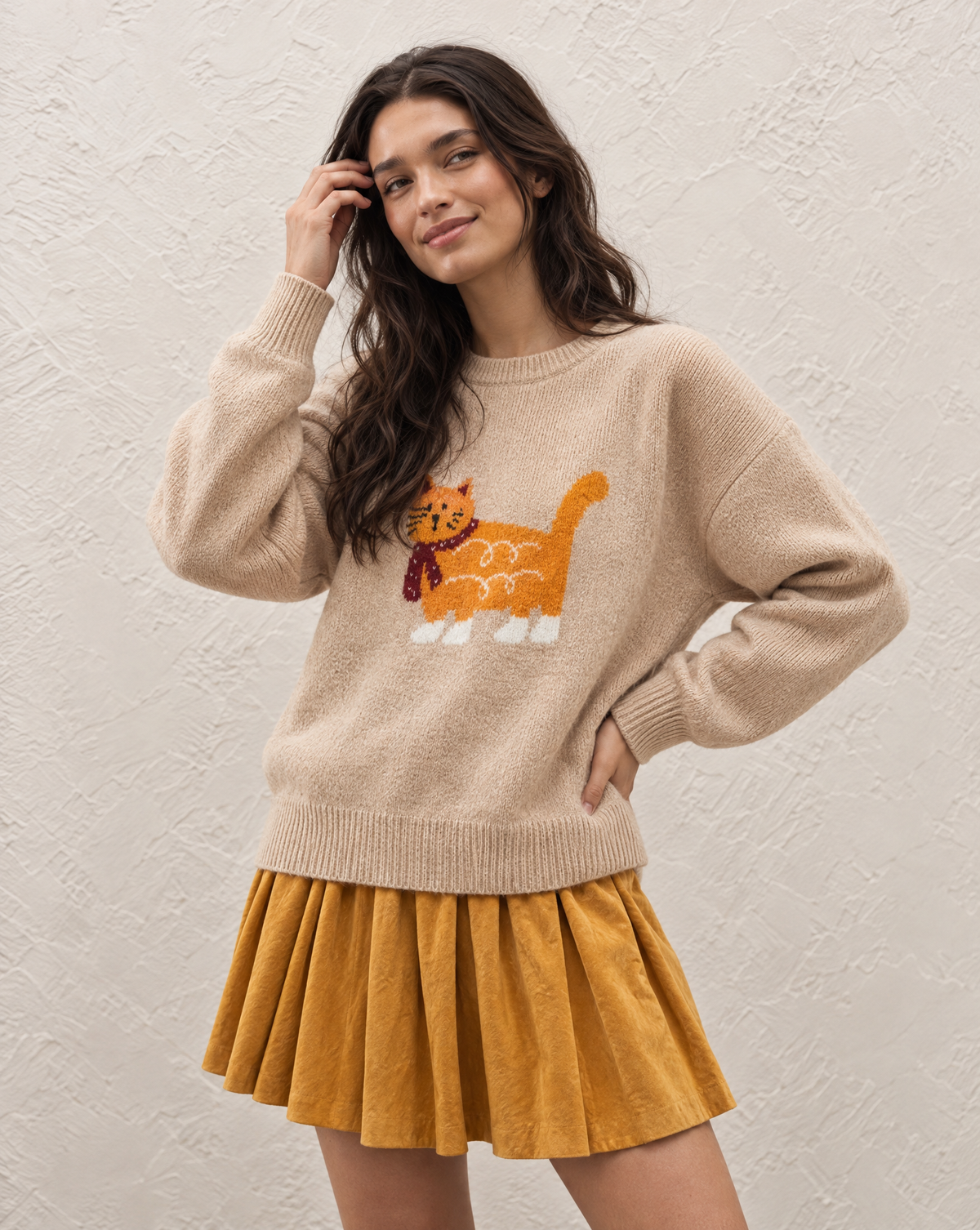 Cartoon Cat Design Sweater
