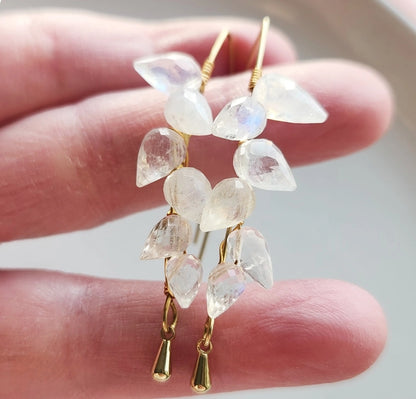 Moonstone Petal Earrings, Inspired By the Magnolia Flower