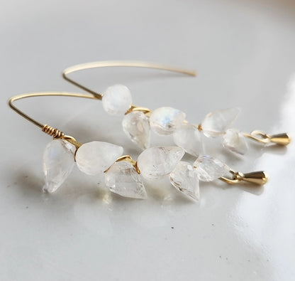 Moonstone Petal Earrings, Inspired By the Magnolia Flower