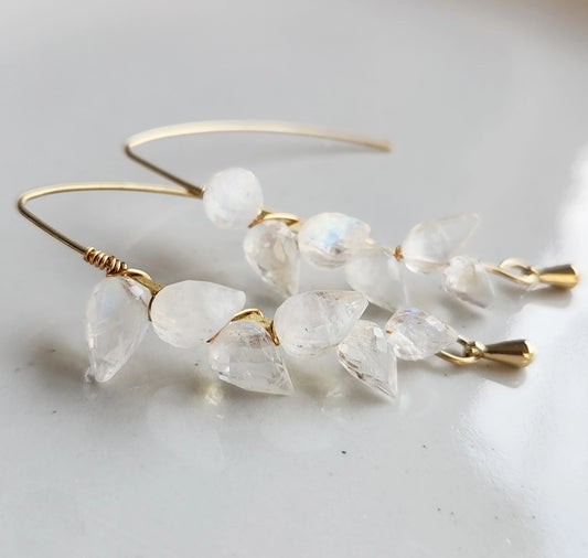 Moonstone Petal Earrings, Inspired By the Magnolia Flower