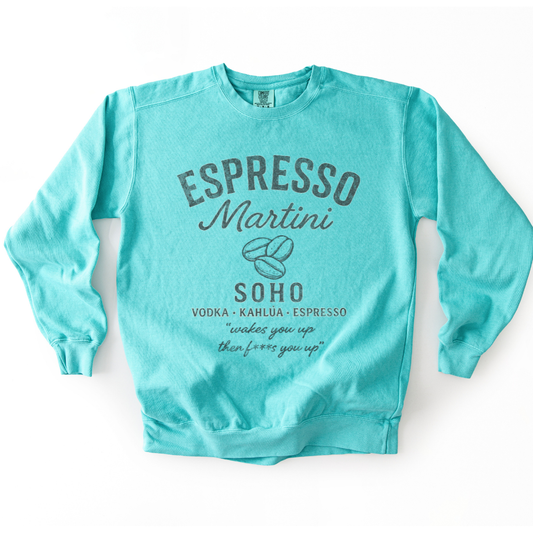 Espresso Martini, Vintage Faded Print - Comfort Colors Premium Heavyweight Sweatshirt