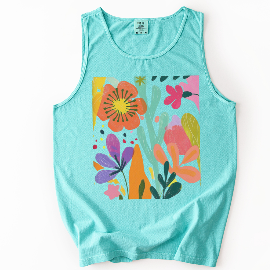 Modern Art Flower Print - Comfort Colors Premium Tank Top