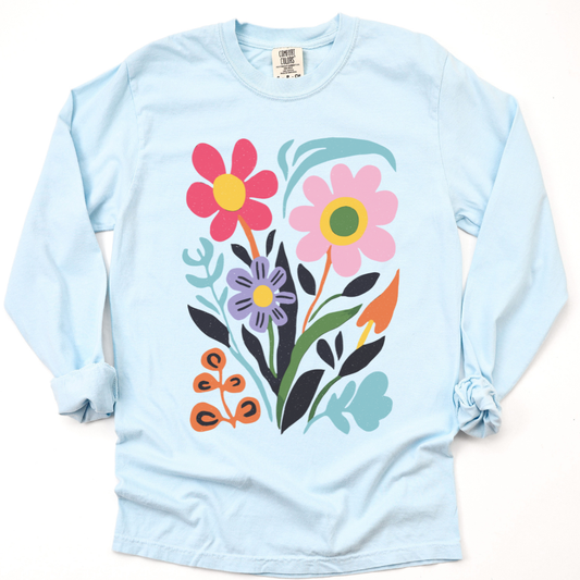 Vivid Floral - Comfort Colors Premium Long Sleeve T Shirt