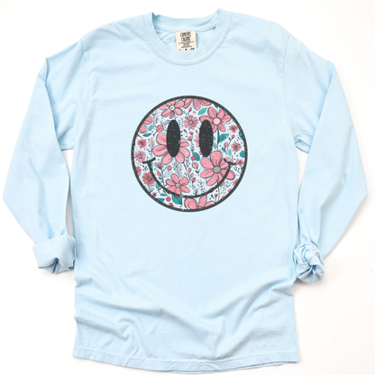 Flower Smile - Comfort Colors Long Sleeve Premium T Shirt