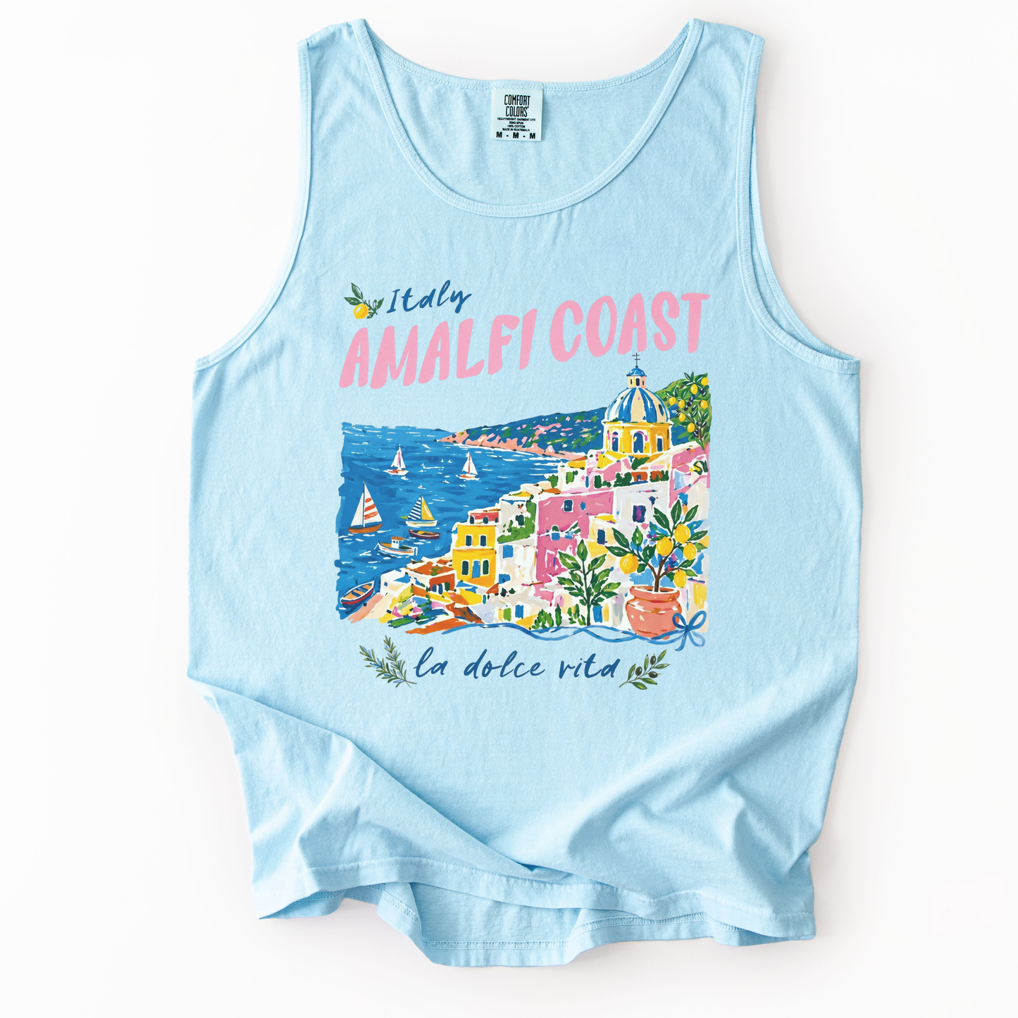 Amalfi Coast Painting - Comfort Colors Premium Tank Top