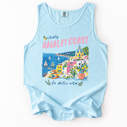 Amalfi Coast Painting - Comfort Colors Premium Tank Top