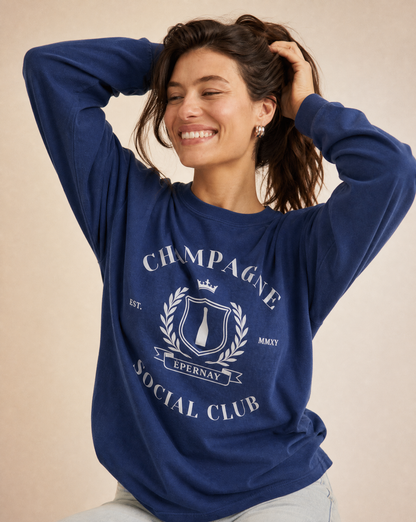 Champagne Social Club - Comfort Colors Long Sleeve Premium T Shirt