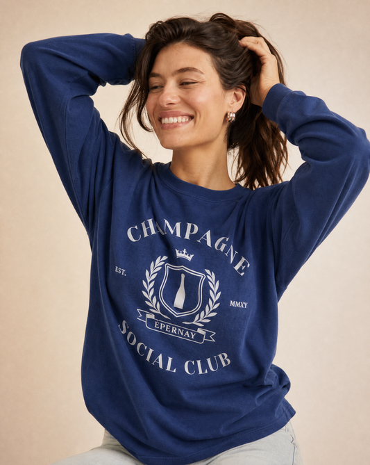 Champagne Social Club - Comfort Colors Long Sleeve Premium T Shirt