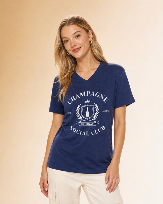 Champagne Social Club - Short Sleeve V-Neck Tee
