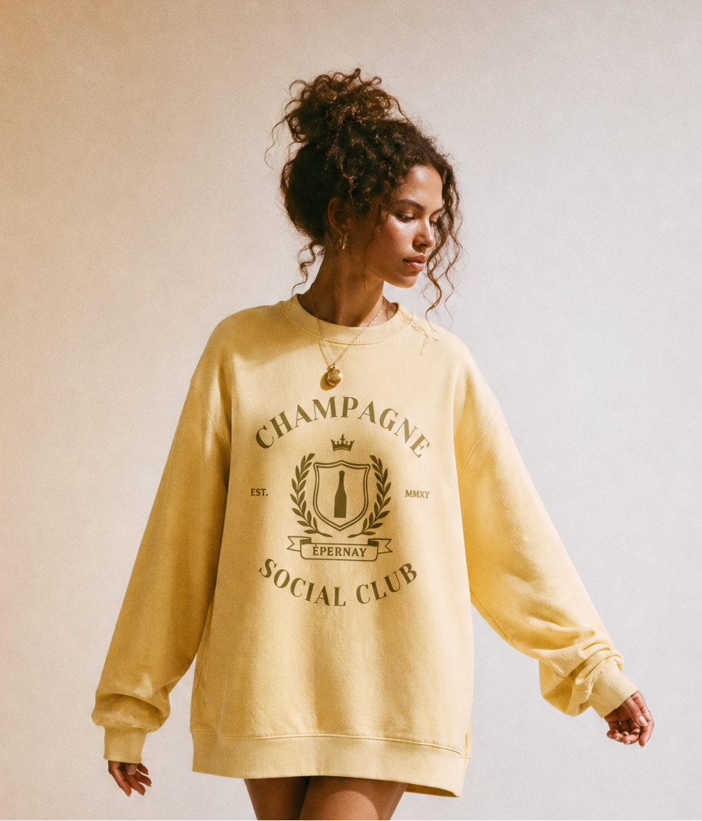 Champagne Social Club - Comfort Colors Premium Heavyweight Sweatshirt