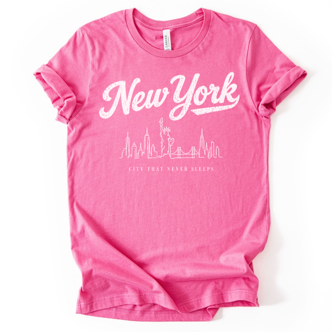 New York Skyline Doodle - Bella Canvas Super Soft Straight Cut T shirt
