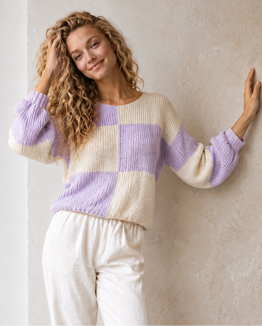Checkered Cropped Sweater