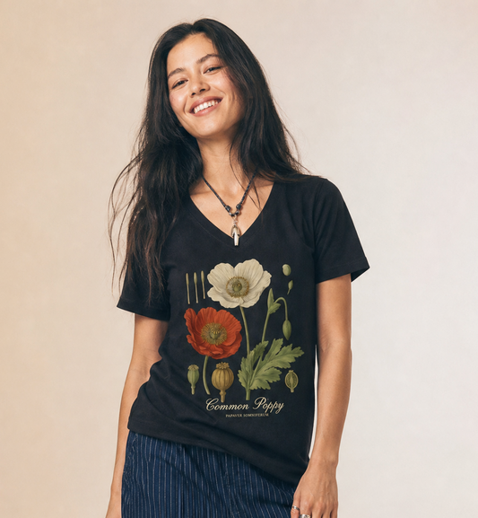 Common Poppy - Short Sleeve V-Neck Tee