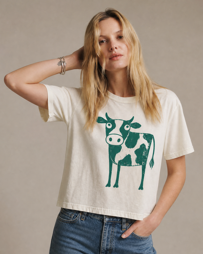 Cow - Comfort Colors Boxy Cropped Tee