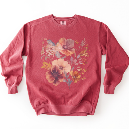 Sunset Floral - Comfort Colors Premium Heavyweight Sweatshirt