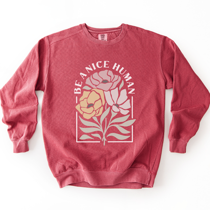 Be A Nice Human - Comfort Colors Premium Heavyweight Sweatshirt