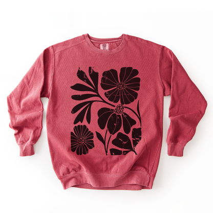 Artistic Boho Floral - Comfort Colors Premium Heavyweight Sweatshirt