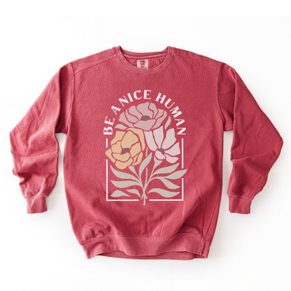 Be A Nice Human - Comfort Colors Premium Heavyweight Sweatshirt