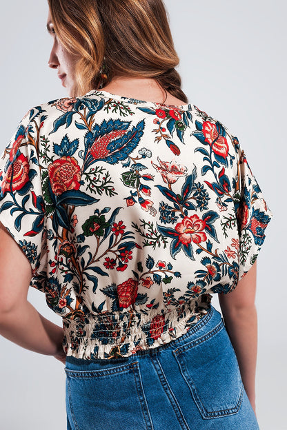 Crop Top With Beige Paisley Print