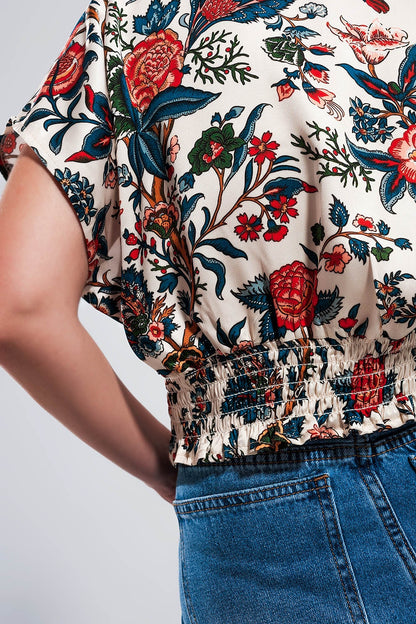 Crop Top With Beige Paisley Print