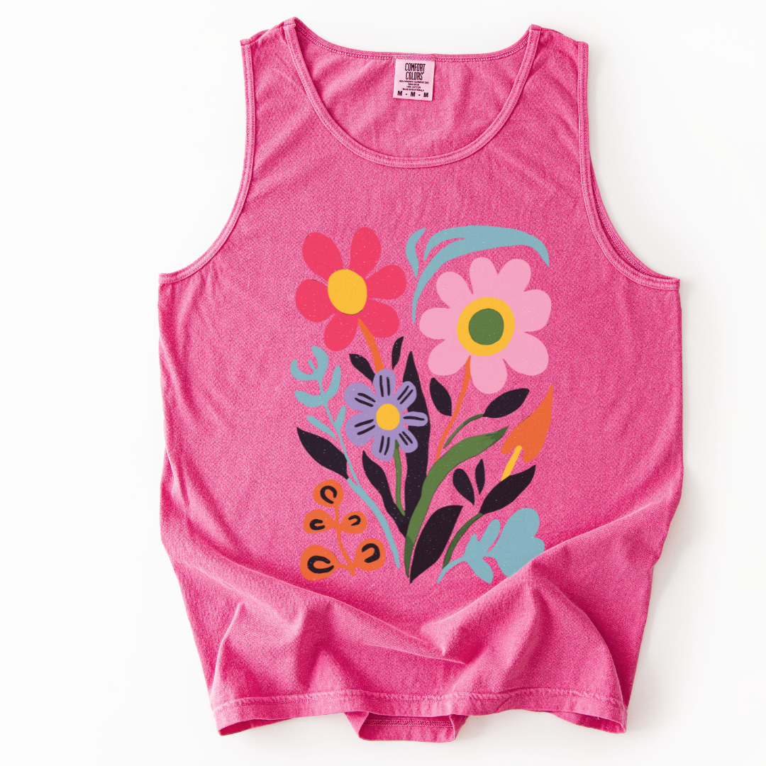 Vivid Floral - Comfort Colors Premium Tank Top
