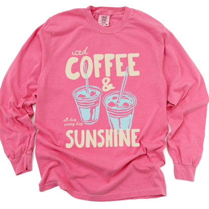 Iced Coffee & Sunshine - Comfort Colors Long Sleeve Premium T Shirt