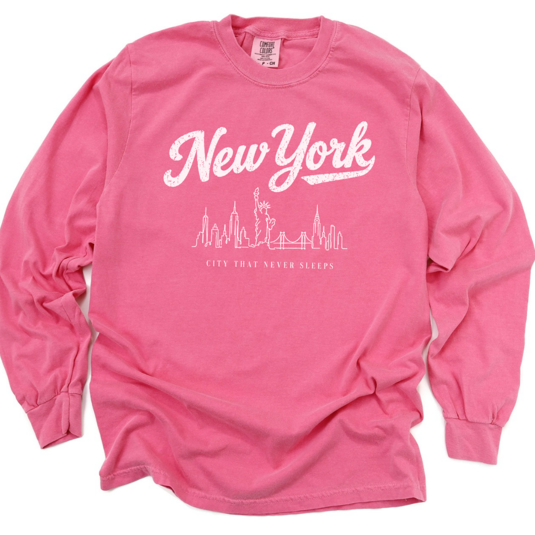 New York Skyline Doodle - Comfort Colors Long Sleeve Premium T Shirt