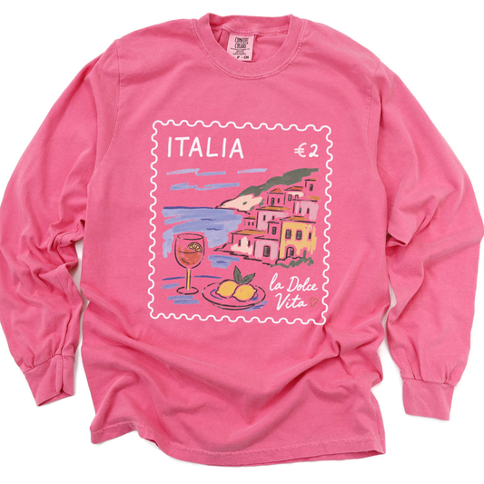 Postage from Positano - Comfort Colors Long Sleeve Premium T Shirt