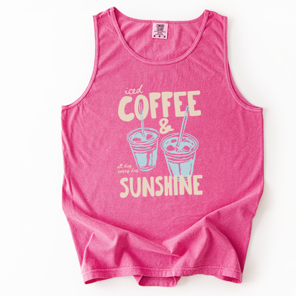 Iced Coffee & Sunshine- Comfort Colors Premium Tank Top