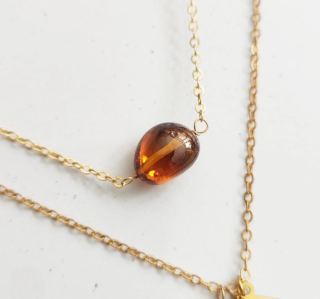 Golden Gemstone and Floral Layering Necklaces For Fall
