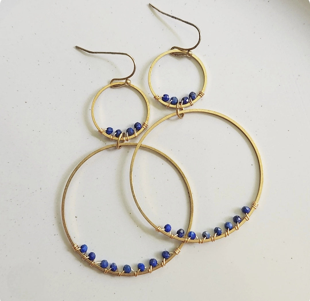 Gemstone Wrapped Dangle Earrings, Gifted To Joanna Gaines