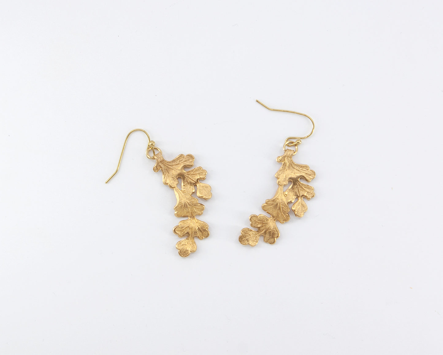 Brass Oak Leaf Cluster Earrings, Thanksgiving Style