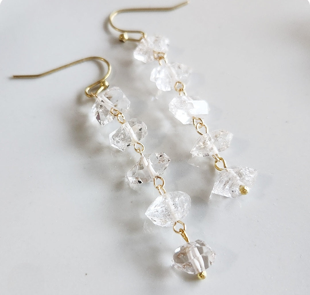 Herkimer Diamond Cascading Beaded Dangle & Drop Earrings