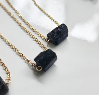 Earthy Black Tourmaline Natural Crystal Focal Necklace