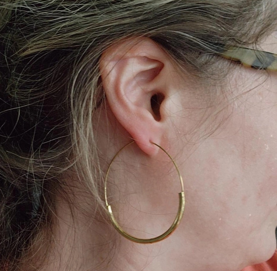 Brass and White Pearl Threaded Teardrop Hoop Earring Options