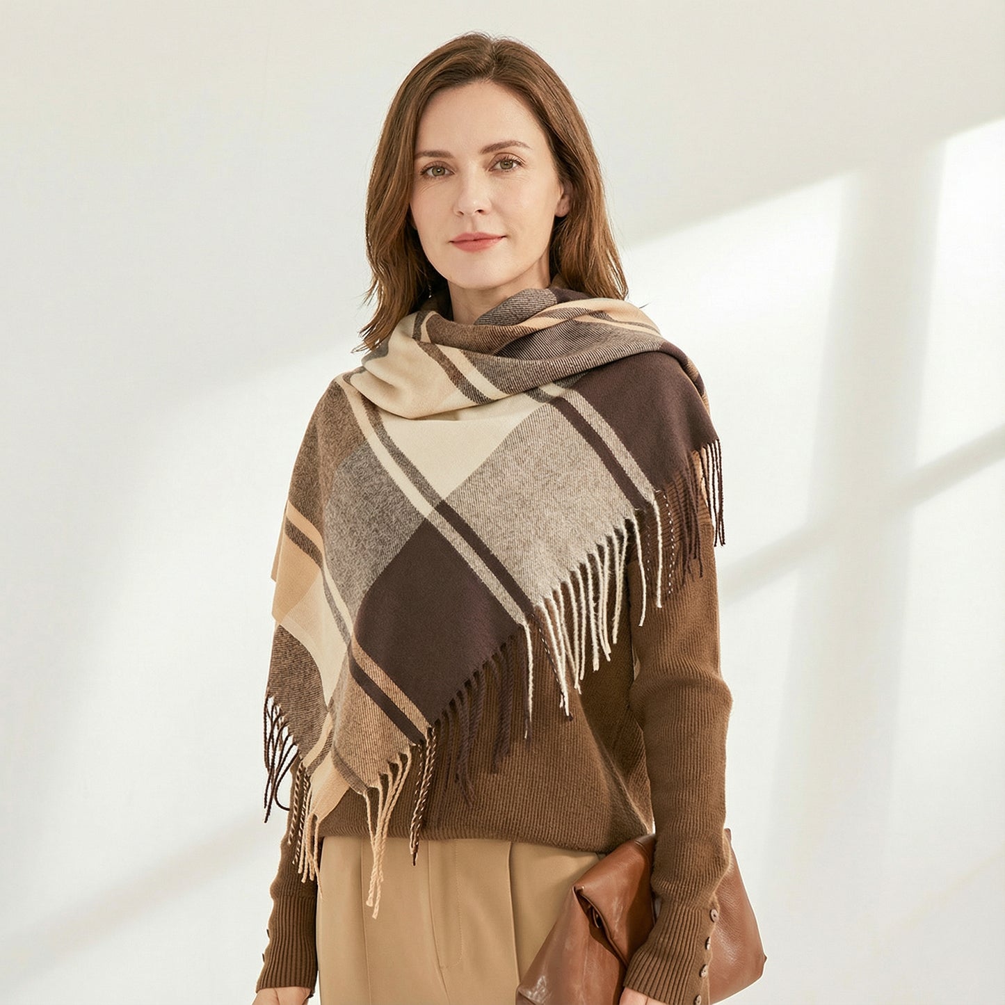 Winter Heart Plaid Pattern Pashmina