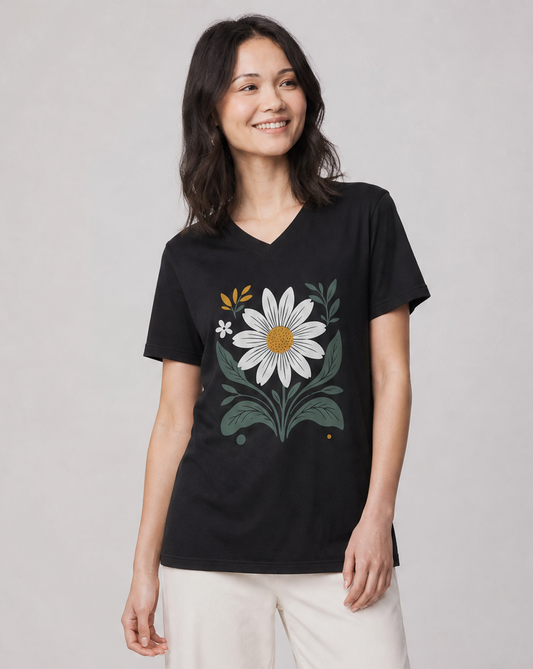 Daisy Days - Short Sleeve V-Neck Tee