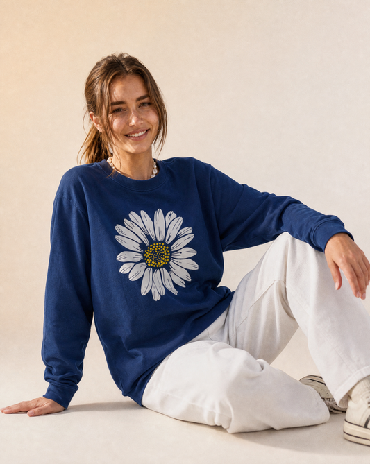 Daisy Flower - Comfort Colors Long Sleeve Premium T Shirt