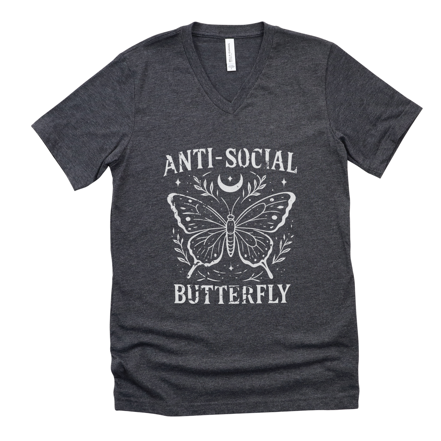 Anti - Social Butterfly - Short Sleeve V-Neck Tee