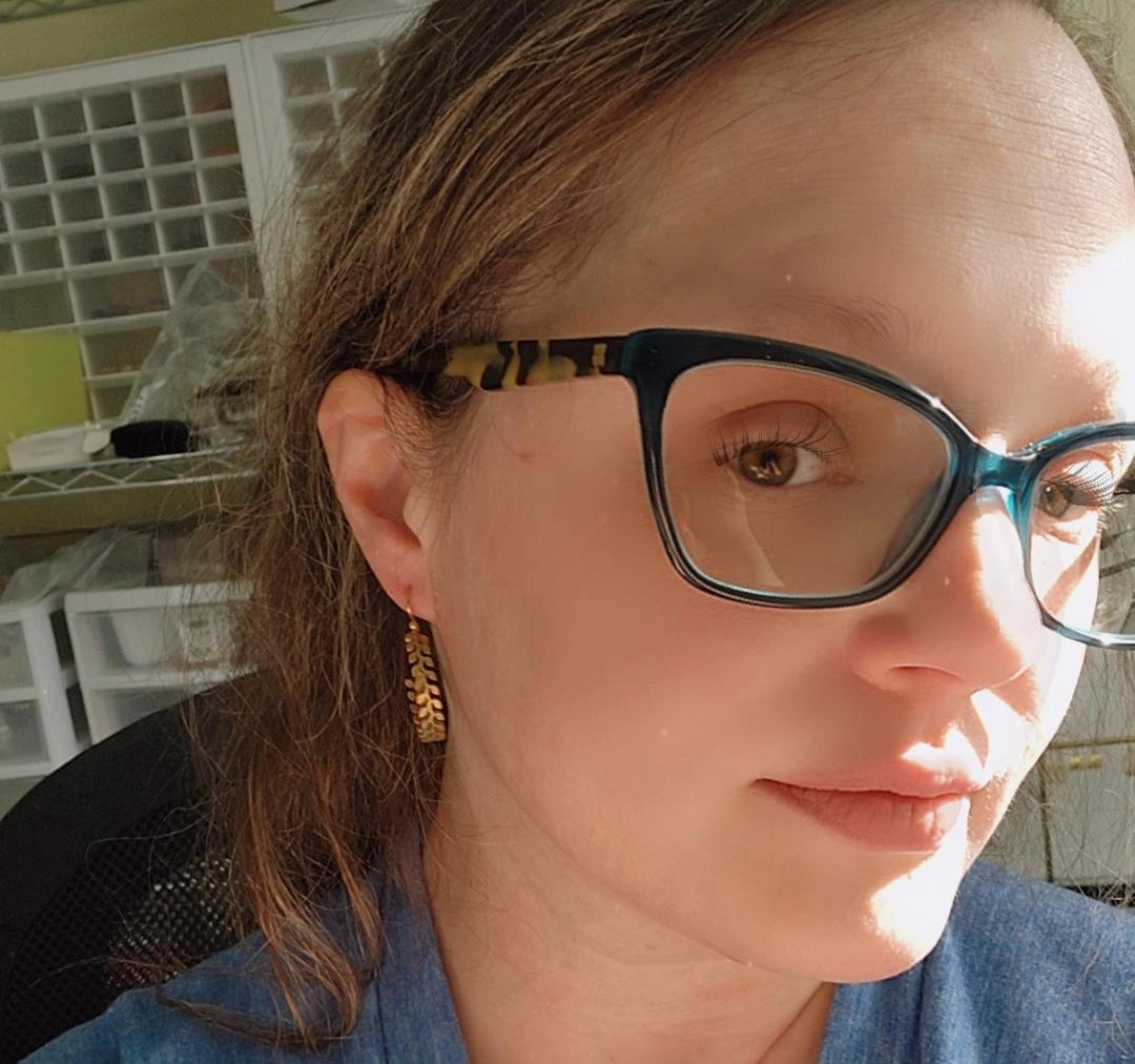 Brass Fern, Olive & Myrtle Leaf Hoop Dangle Earrings