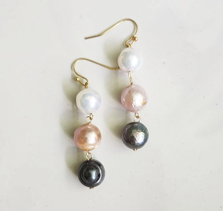 Ombre Kasumi & South Sea Pearl Dangle Earrings