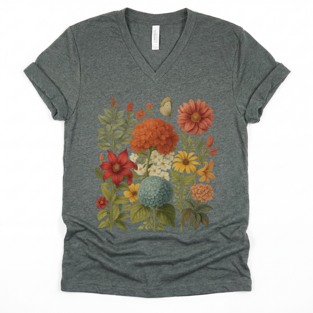 Hydrangea Bloom - Short Sleeve V Neck