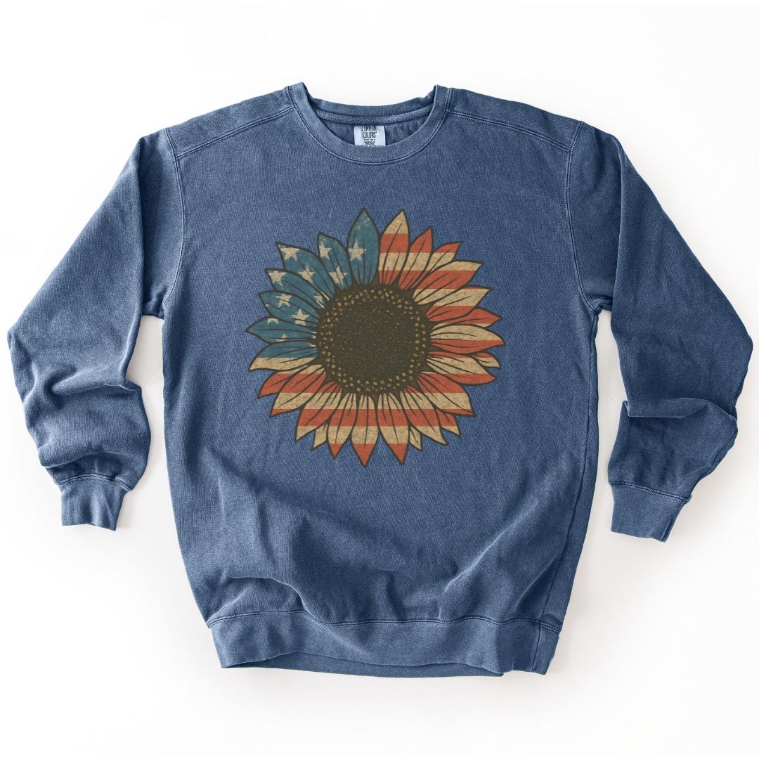 Stars & Stripes Sunflower - Comfort Colors Premium Heavyweight Sweatshirt