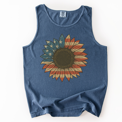 Stars & Stripes Sunflower - Comfort Colors Premium Tank Top