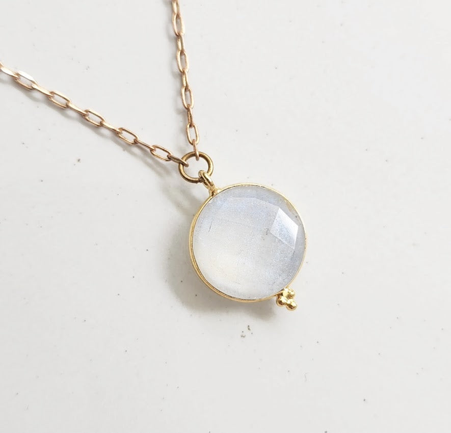 Moonstone Medallion Dangle Earrings and Pendant Necklace