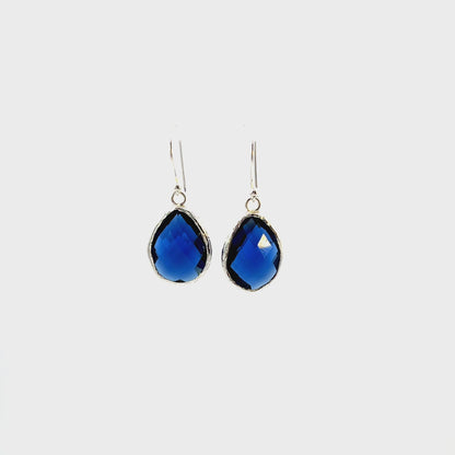 Petite Drop Earrings Sapphire Hydro Silver