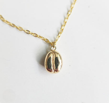 Gold Plated Cafe Inscribed Coffee Mug & Bean Charm Necklace