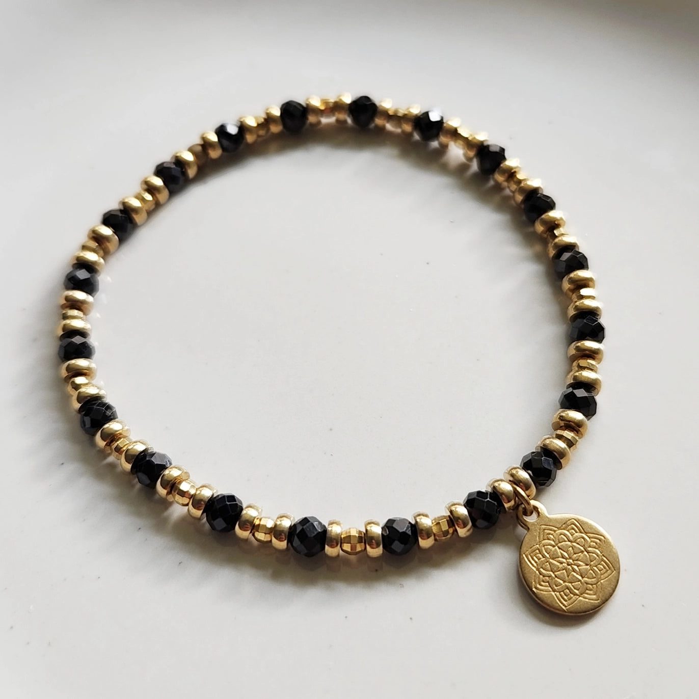 Gemstone & Lotus Charm Meaningful Beaded Stretch Bracelets
