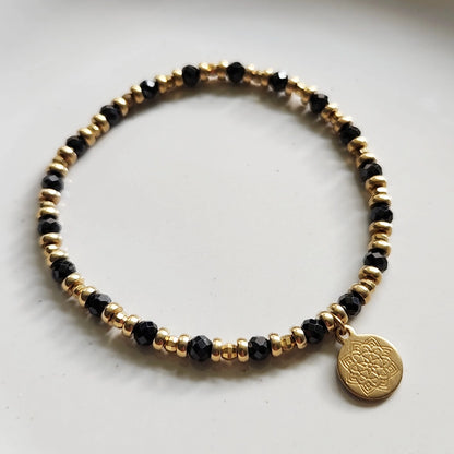 Gemstone & Lotus Charm Meaningful Beaded Stretch Bracelets